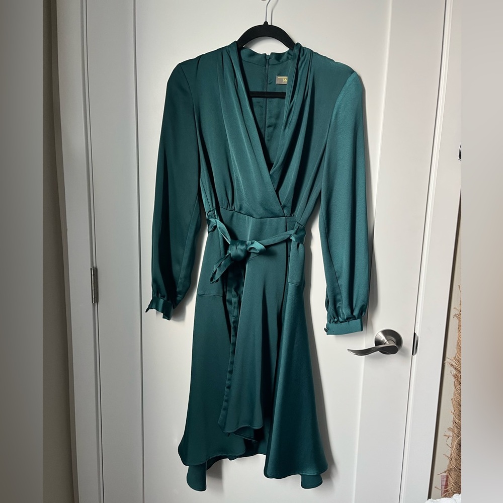 emerald silky dress